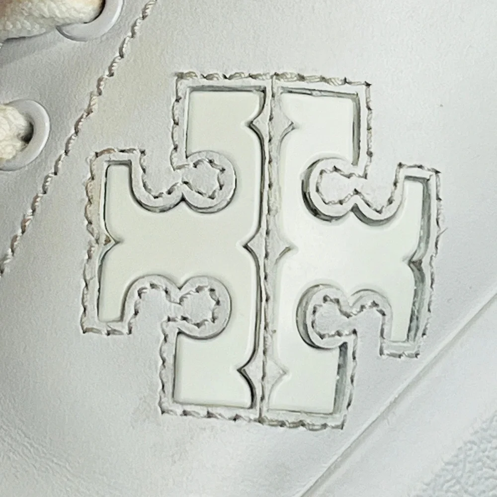 Tory Burch Double T Howell Court Sneaker Women 9 White Red Leather Designer Shoe